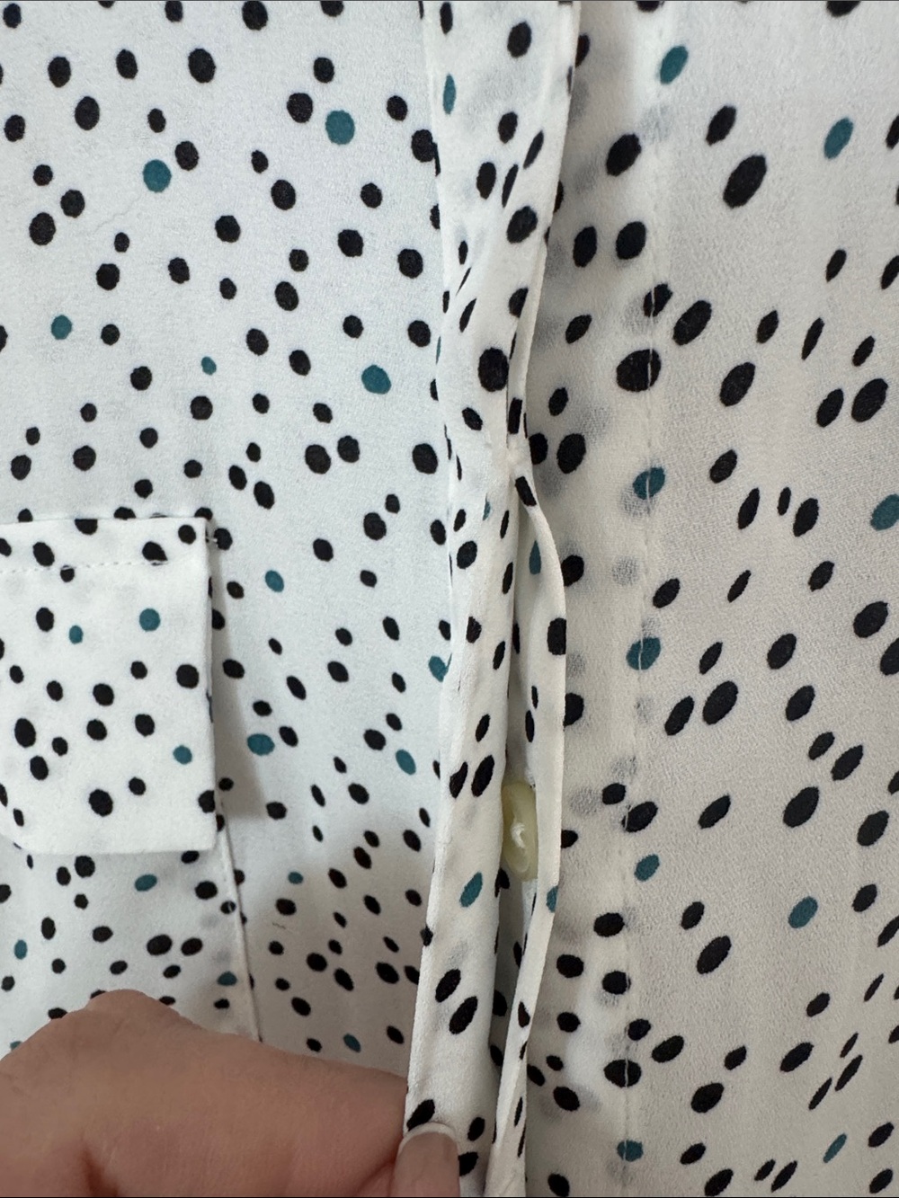NWT LOFT White Black Polka Dot Career Office Utility Button Front Blouse XL - Picture 10 of 12